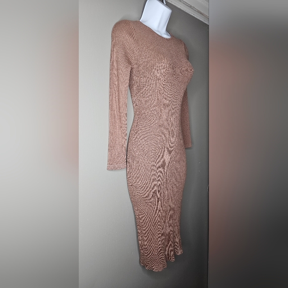 SHEIN Knit Very Soft Stretchy Ribbed Brown Midi Sweater Dress. Sz:Small/4. EUC - Picture 5 of 10